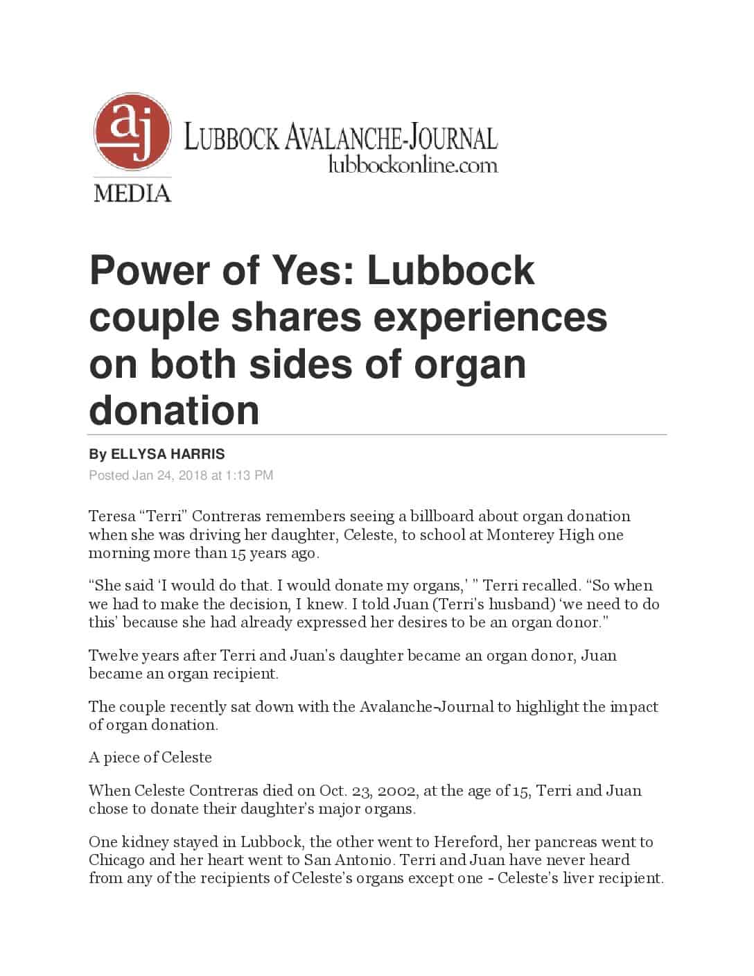 Lubbock Avalanche-Journal – LifeGift