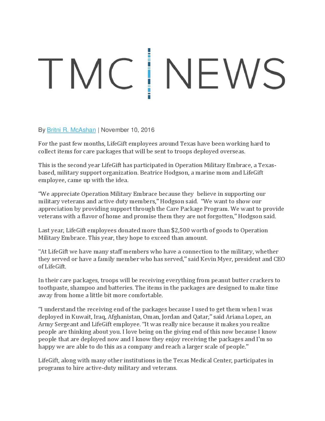 TMC News – LifeGift